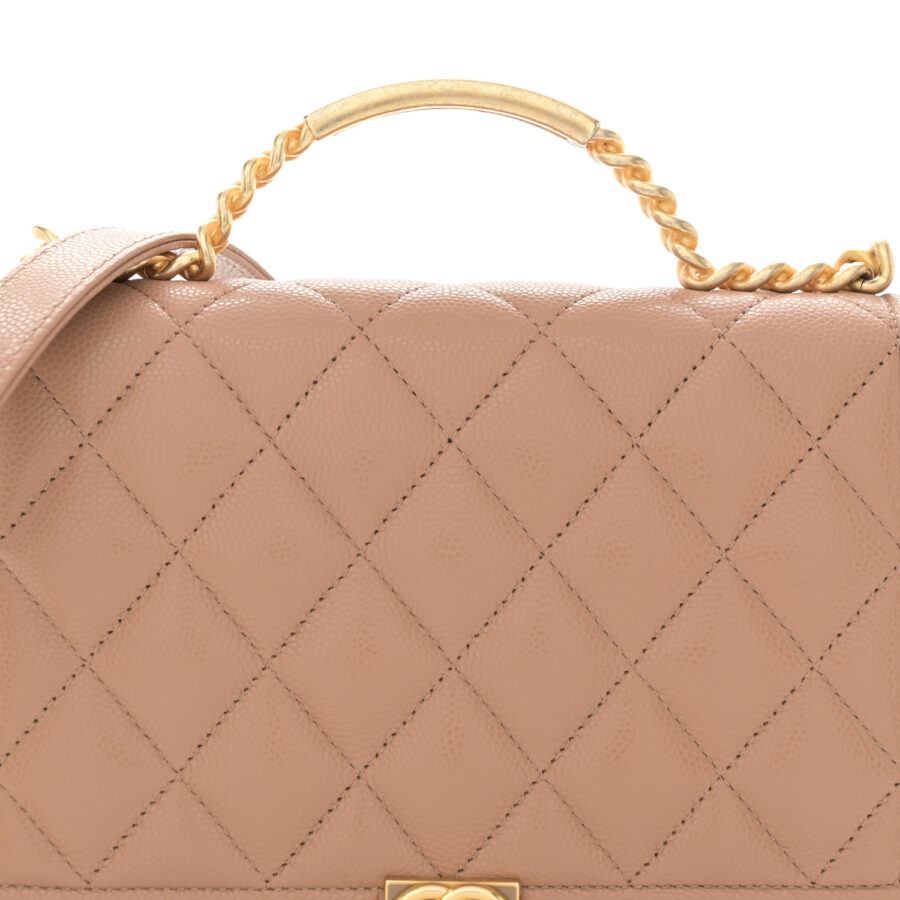 Caviar Quilted Boy Top Handle Wallet On Chain WOC Beige - Image 7