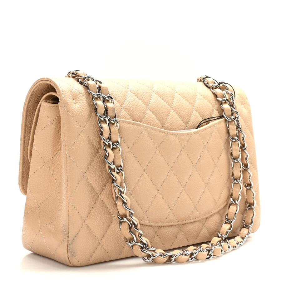 Caviar Quilted Medium Double Flap Beige - Image 2