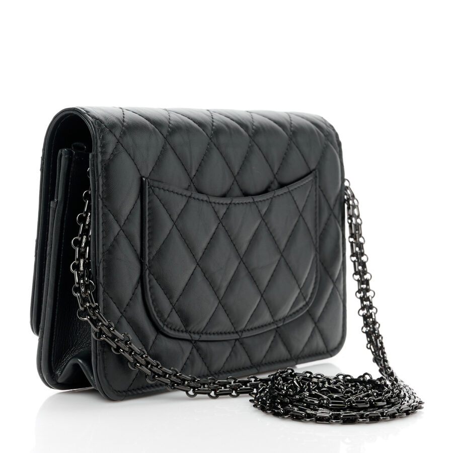 Aged Calfskin Quilted Reissue Wallet On Chain WOC So Black - Image 2