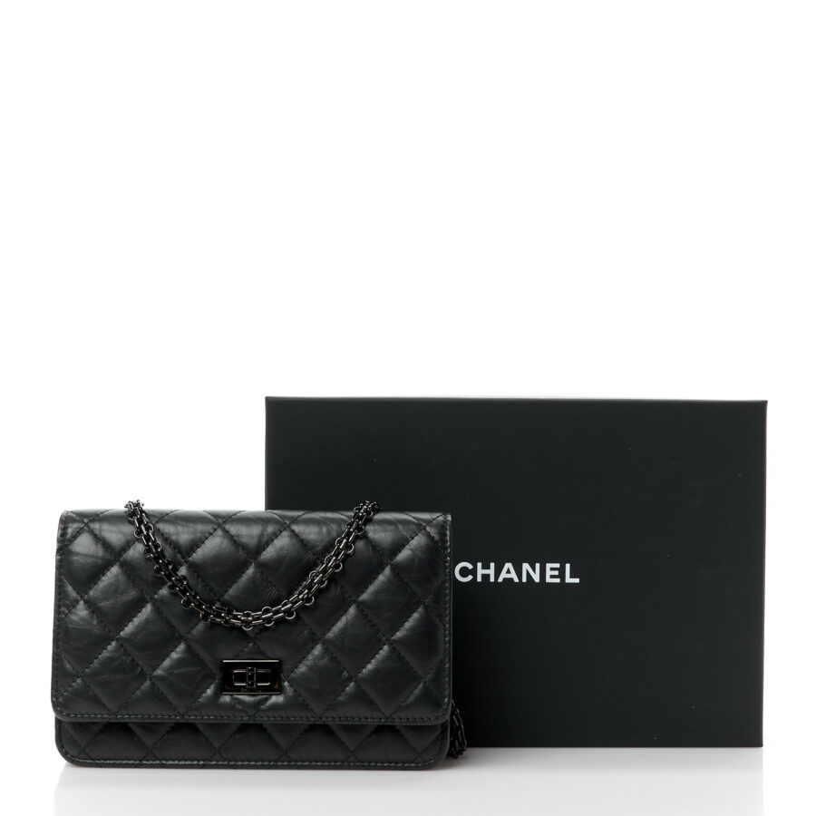 Aged Calfskin Quilted Reissue Wallet On Chain WOC So Black - Image 11