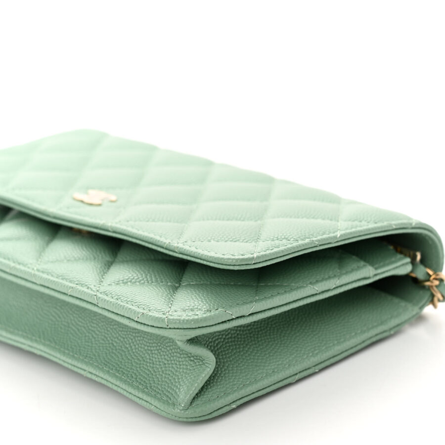 Caviar Quilted Wallet on Chain WOC Light Green - Image 8