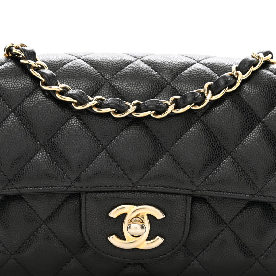 Caviar Quilted Mini Rectangular Flap Black - Image 4
