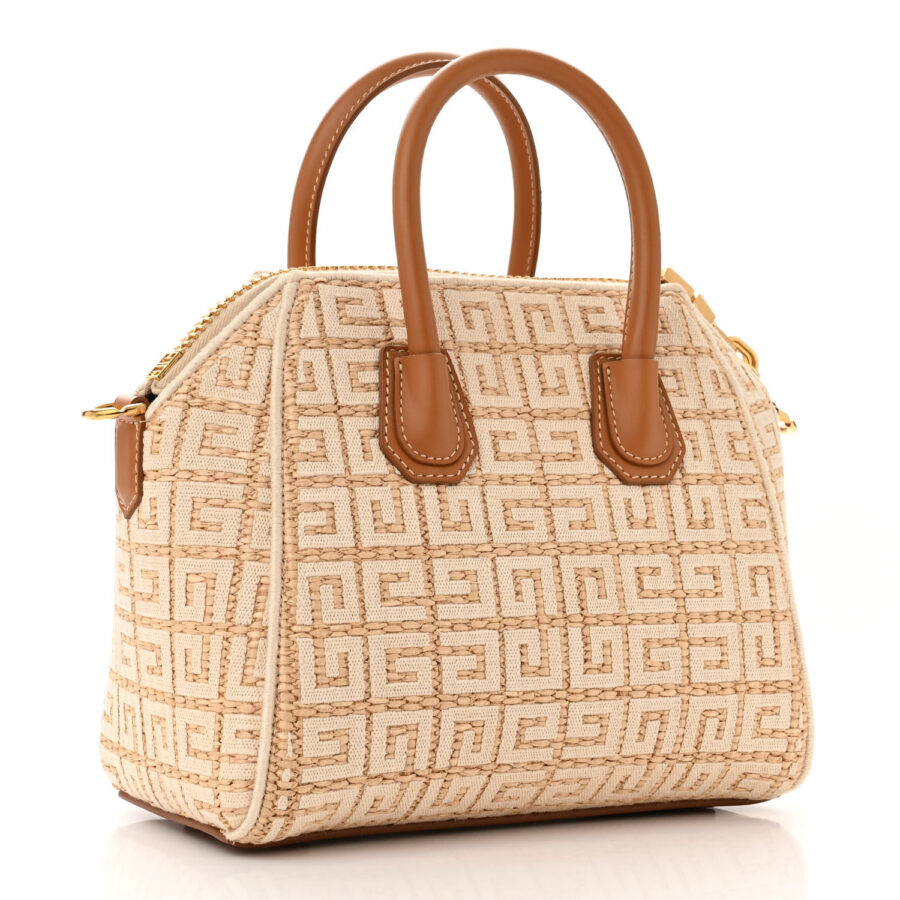 Raffia Jacquard Fabric 4G Mini Antigona Beige - Image 2