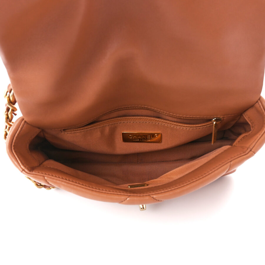 Lambskin Quilted Medium Chanel 19 Flap Brown - Image 4