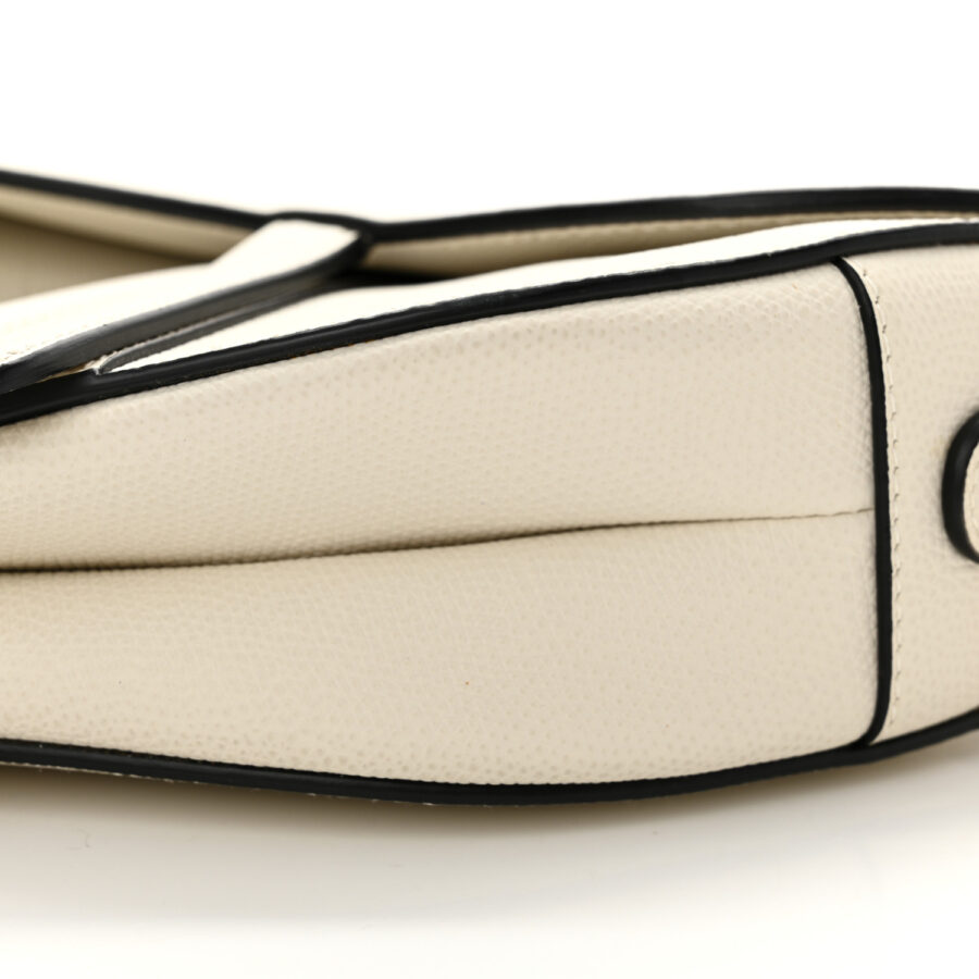 Grained Calfskin Saddle Bag White - Image 8