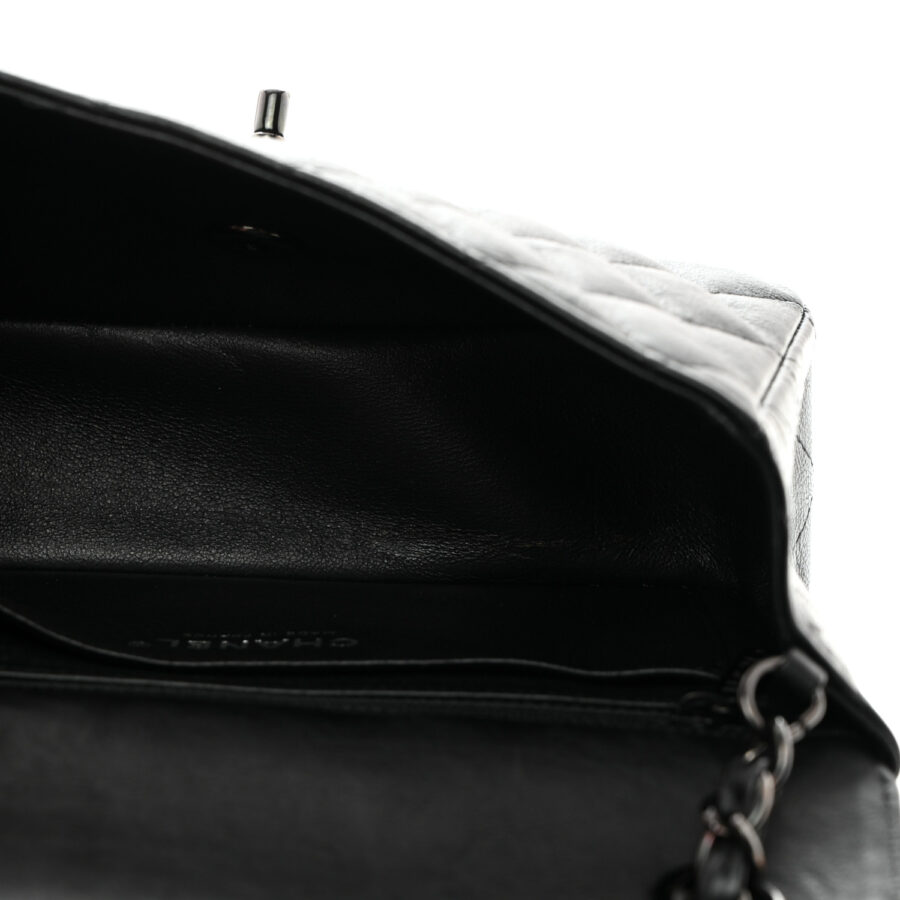 Crumpled Calfskin Quilted Mini Rectangular Flap So Black - Image 4