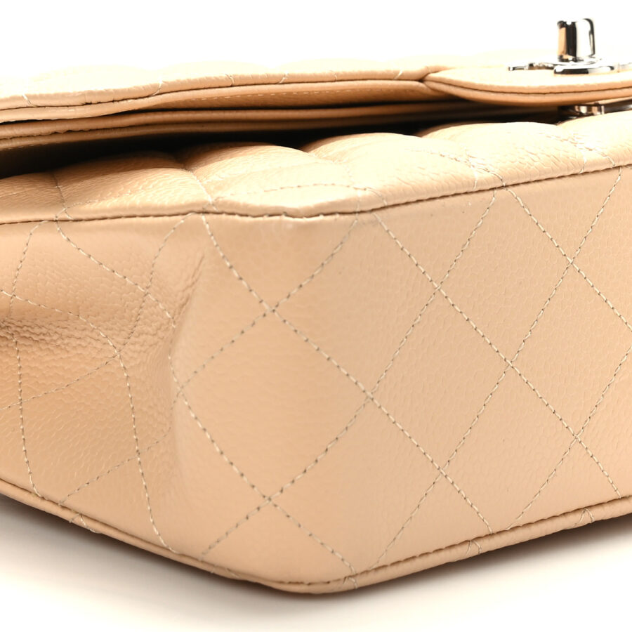Caviar Quilted Medium Double Flap Beige - Image 7