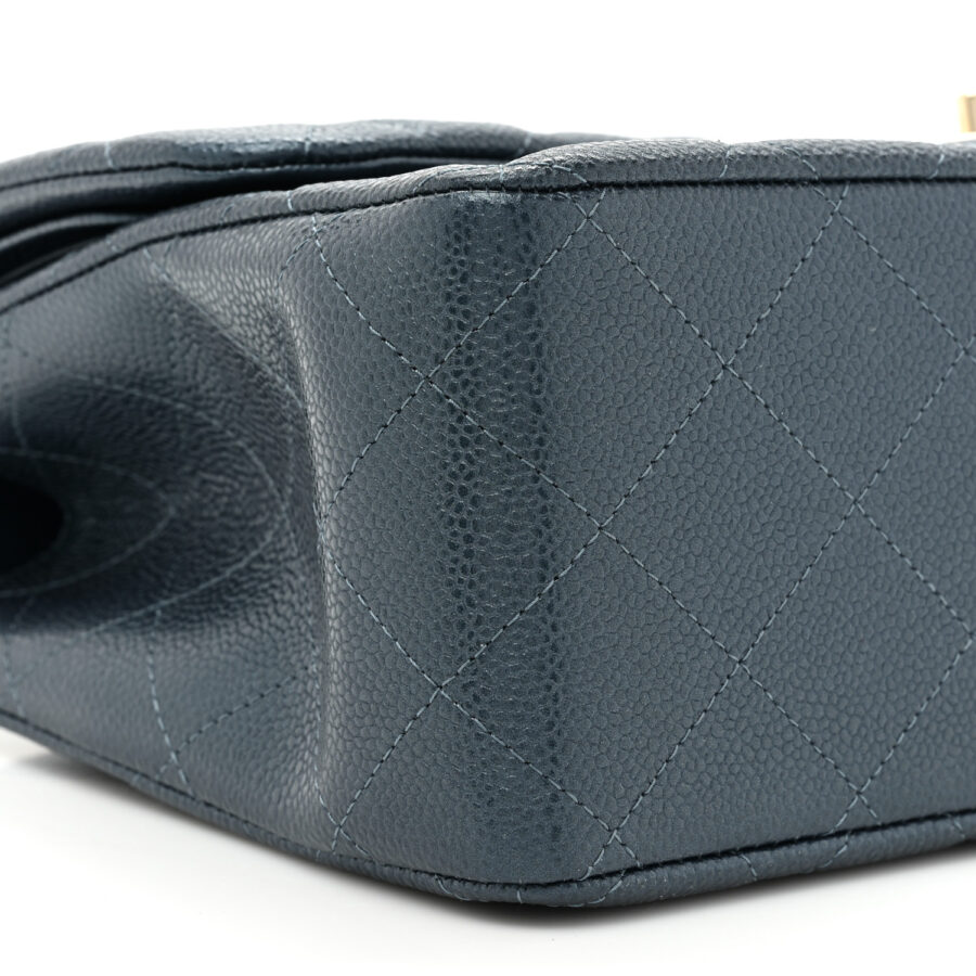 Metallic Caviar Quilted Jumbo Double Flap Dark Blue - Image 8