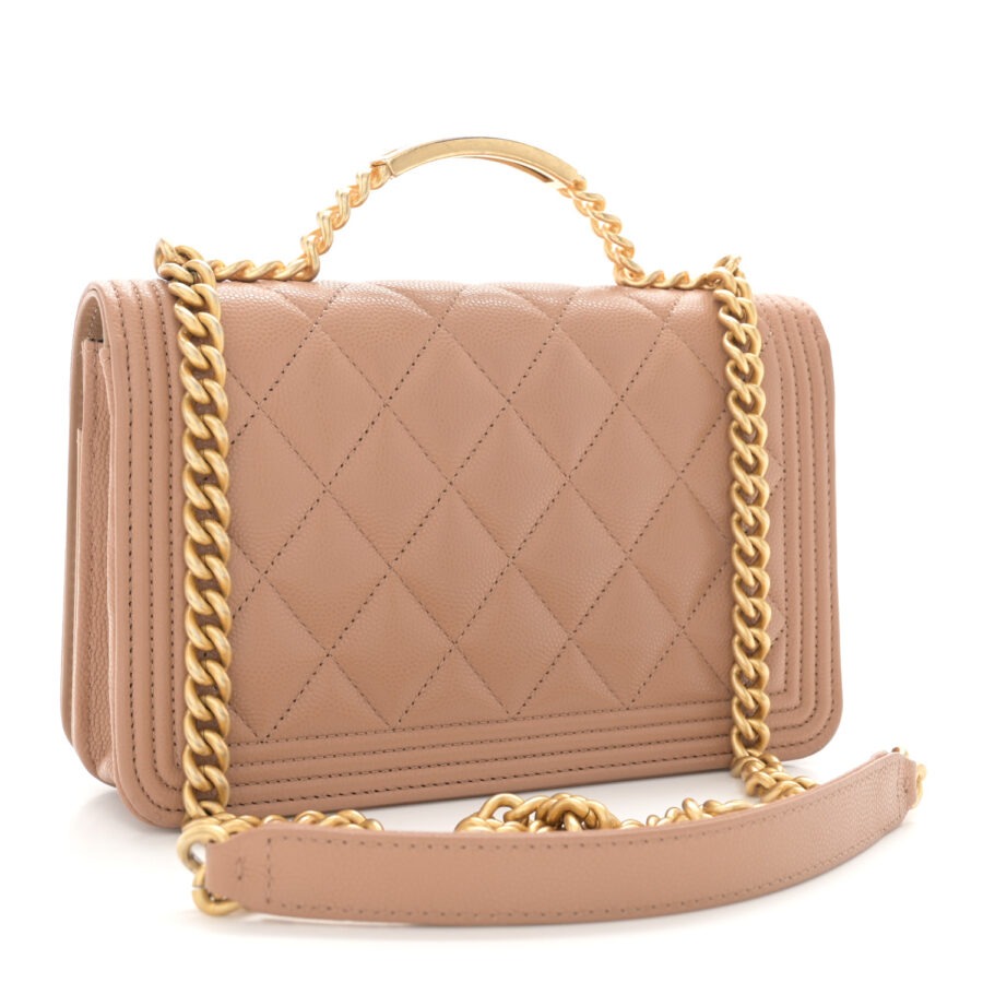Caviar Quilted Boy Top Handle Wallet On Chain WOC Beige - Image 2