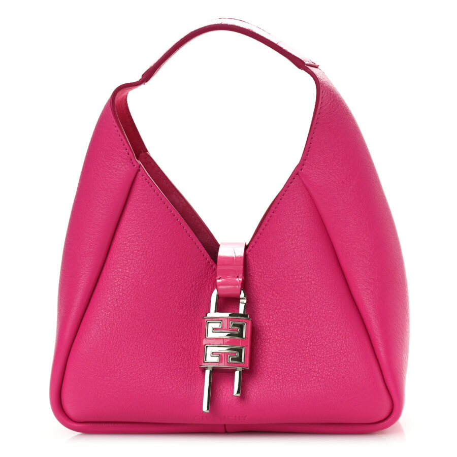 Grained Calfskin Mini G-Lock Hobo Neon Pink