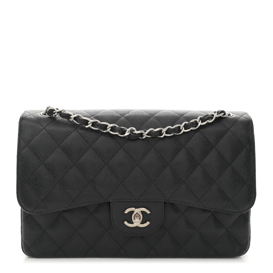 Caviar Quilted Jumbo Double Flap Black