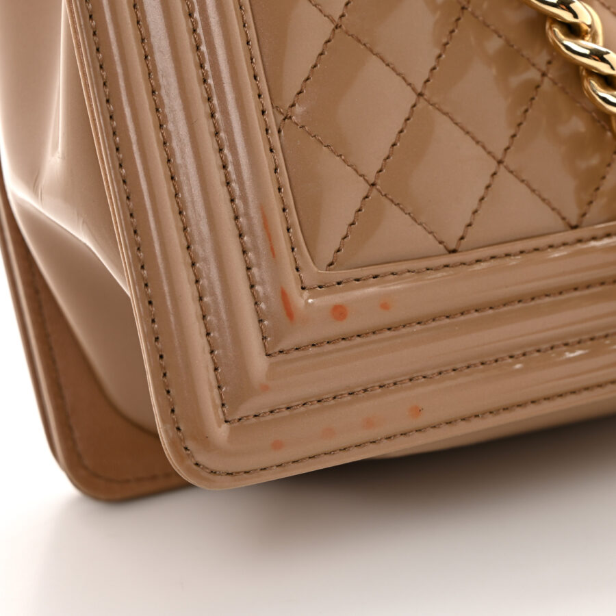Iridescent Glazed Calfskin Quilted New Medium Boy Flap Dark Beige - Image 10