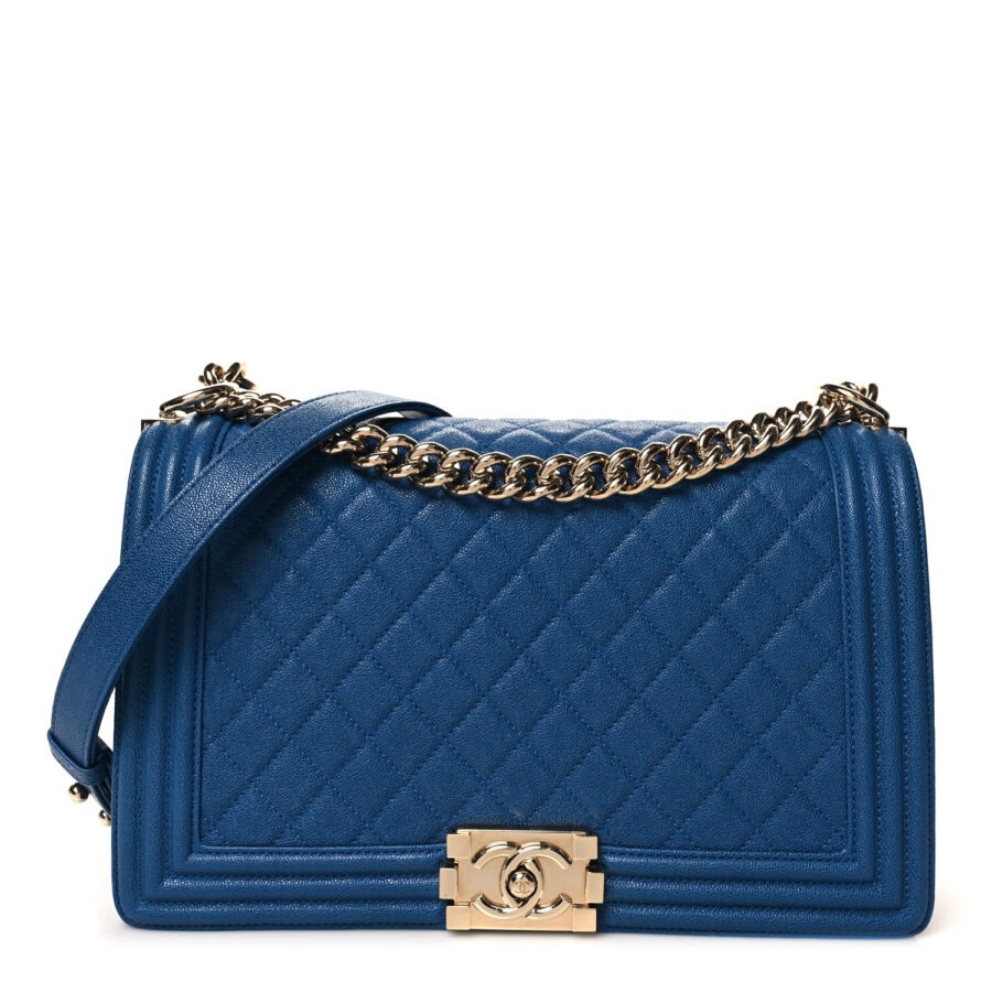 Caviar Quilted New Medium Boy Flap Blue
