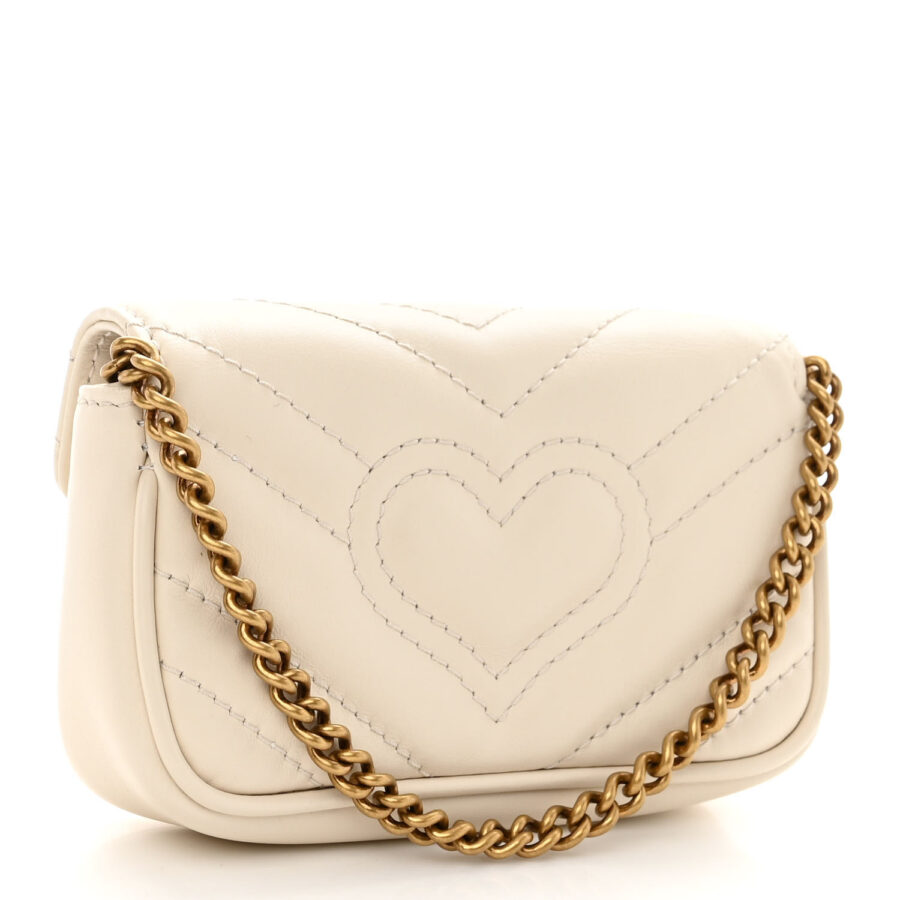 Calfskin Matelasse Heart GG Marmont 2.0 Coin Purse On A Chain Mystic White - Image 2