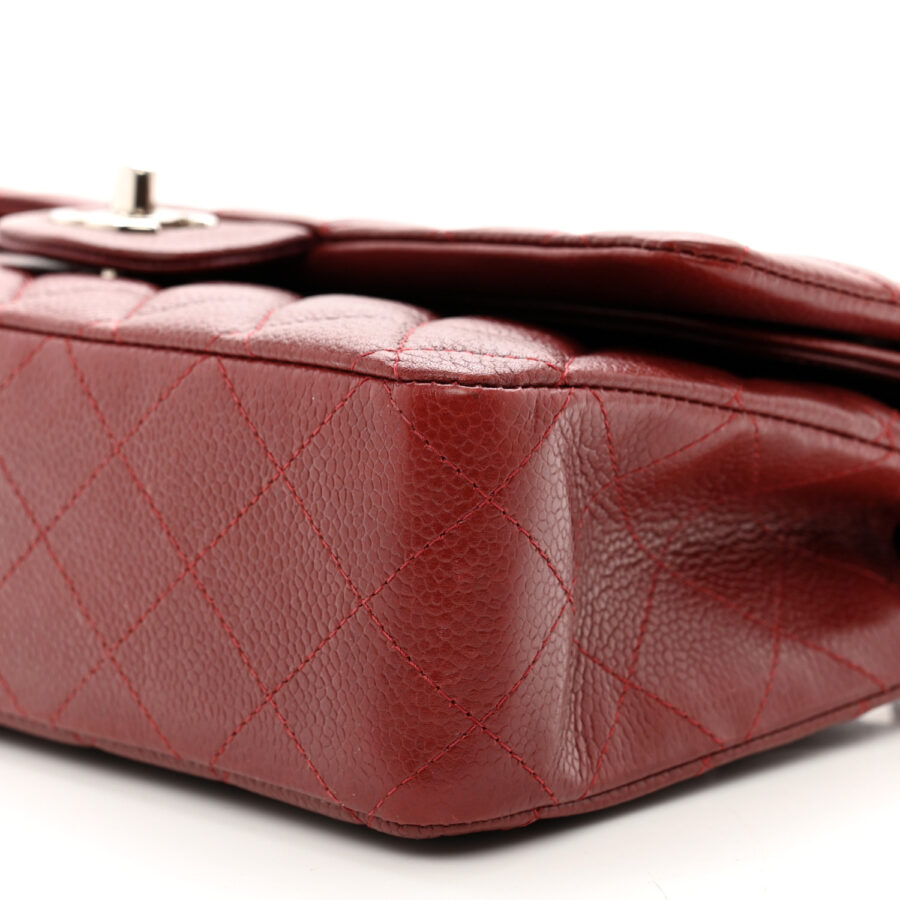 Caviar Quilted Medium Double Flap Dark Red - Image 8