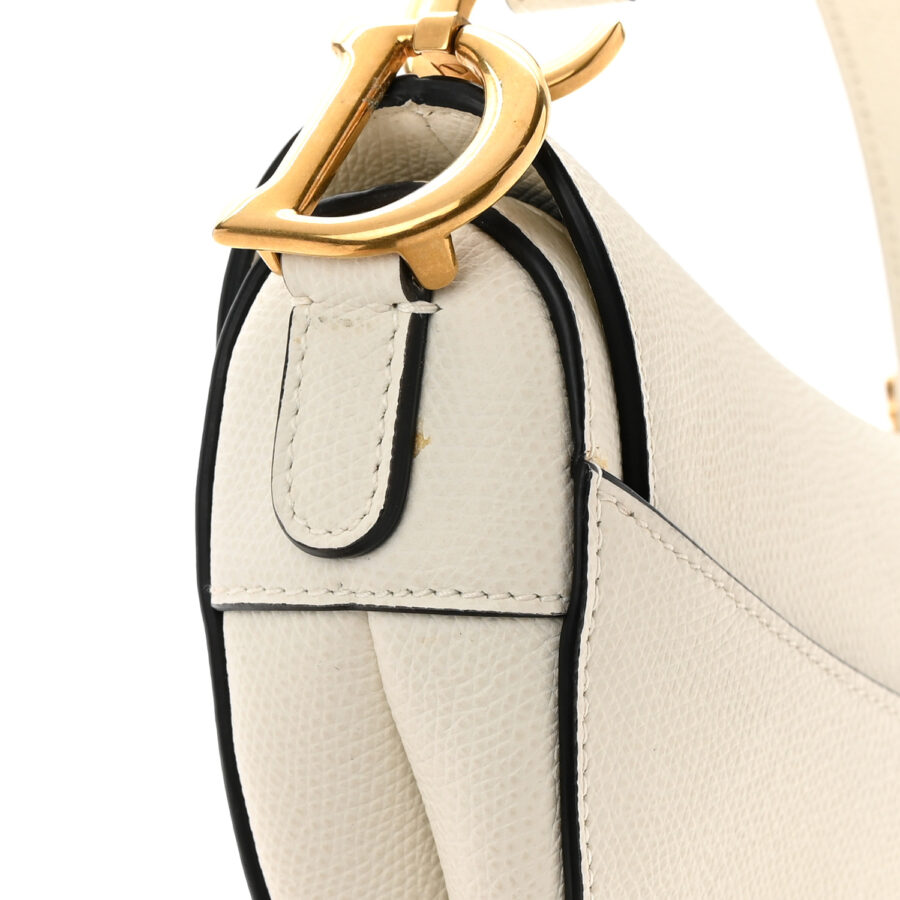 Grained Calfskin Mini Saddle Bag White - Image 13