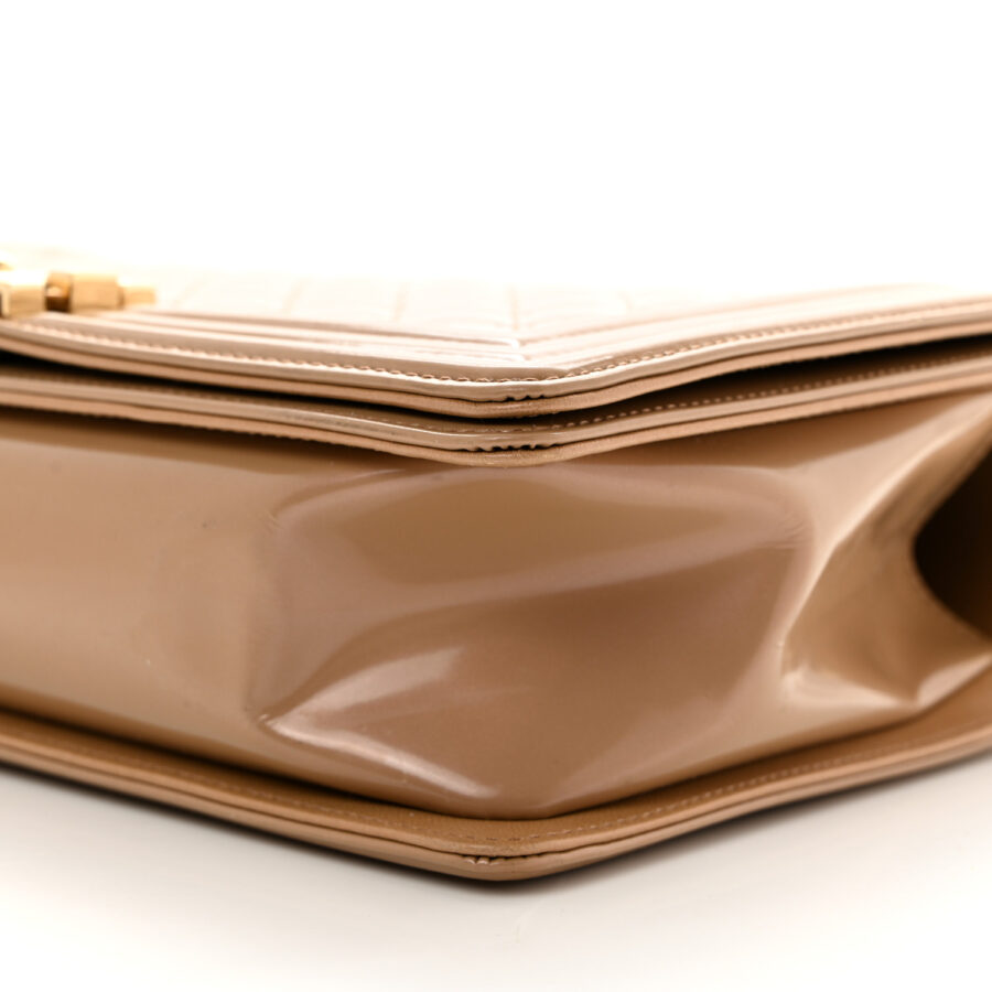 Iridescent Glazed Calfskin Quilted New Medium Boy Flap Dark Beige - Image 8