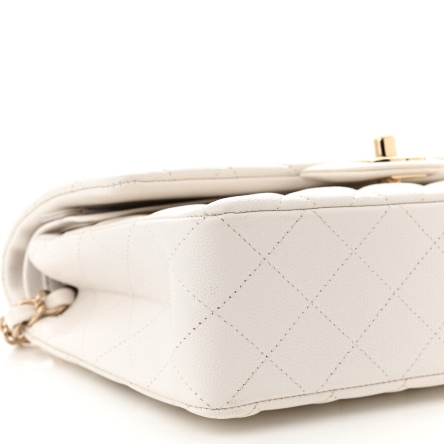 Caviar Quilted Small Double Flap White - Image 7