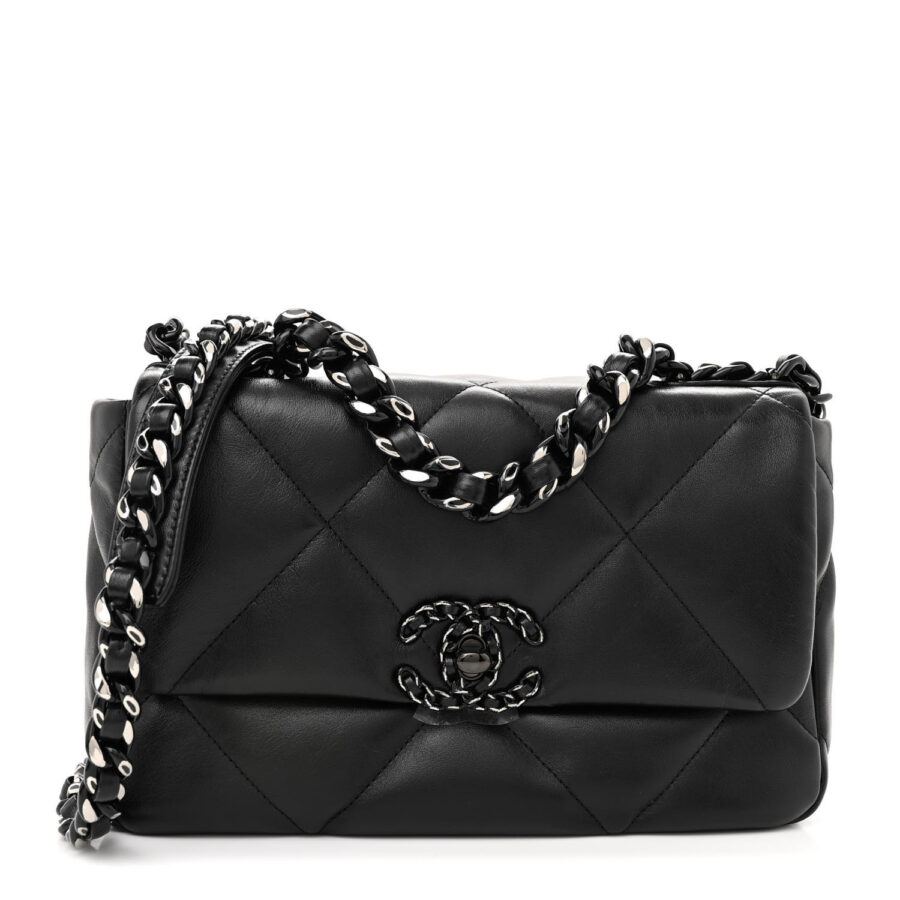 Lambskin Quilted Medium Chanel 19 Flap So Black