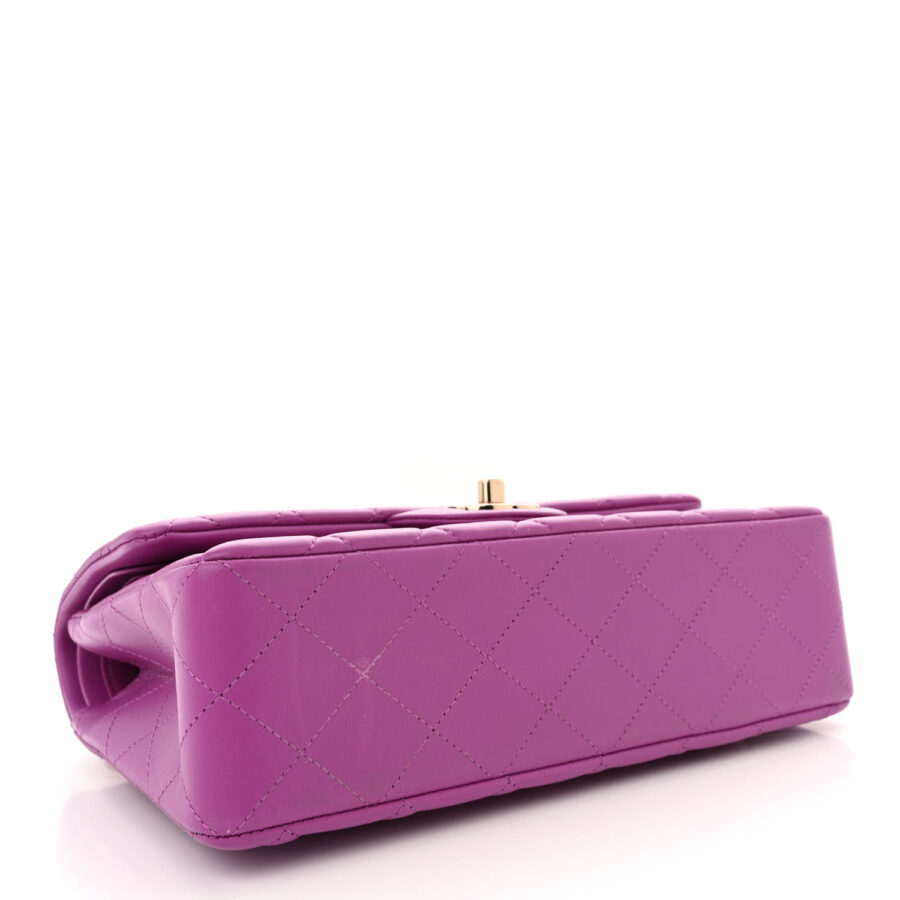 Lambskin Quilted Small Double Flap Purple - Image 3
