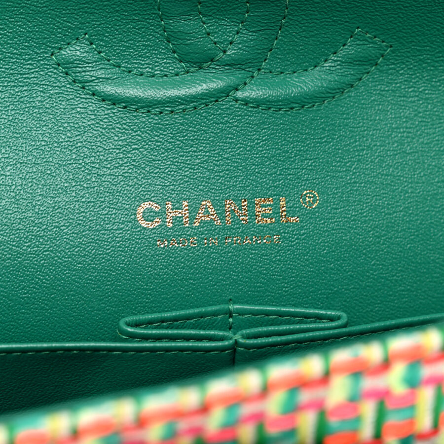 Tweed Quilted Medium Double Flap Green Multicolor - Image 5