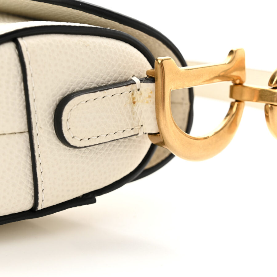 Grained Calfskin Mini Saddle Bag White - Image 10