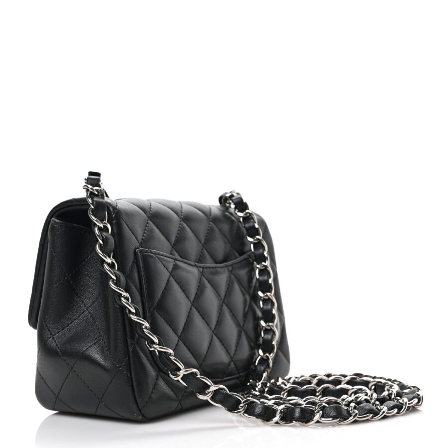 Lambskin Quilted Mini Square Flap Black - Image 6