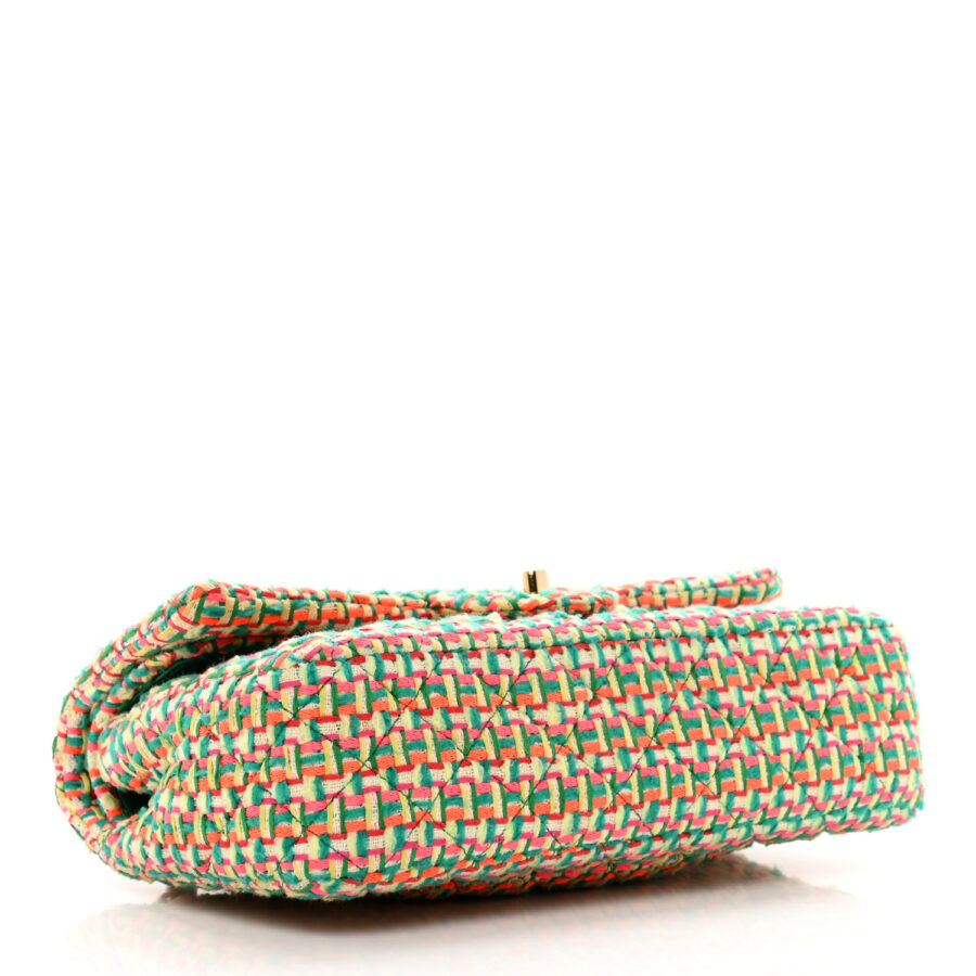 Tweed Quilted Medium Double Flap Green Multicolor - Image 3