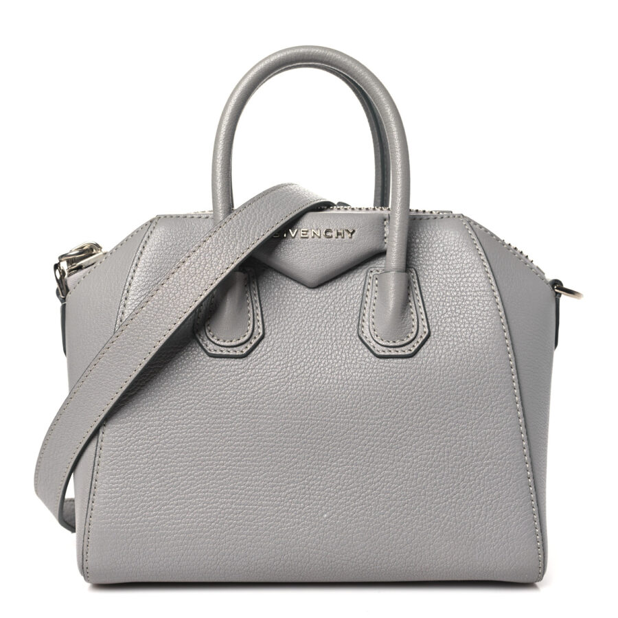 Sugar Goatskin Mini Antigona Pearl Grey