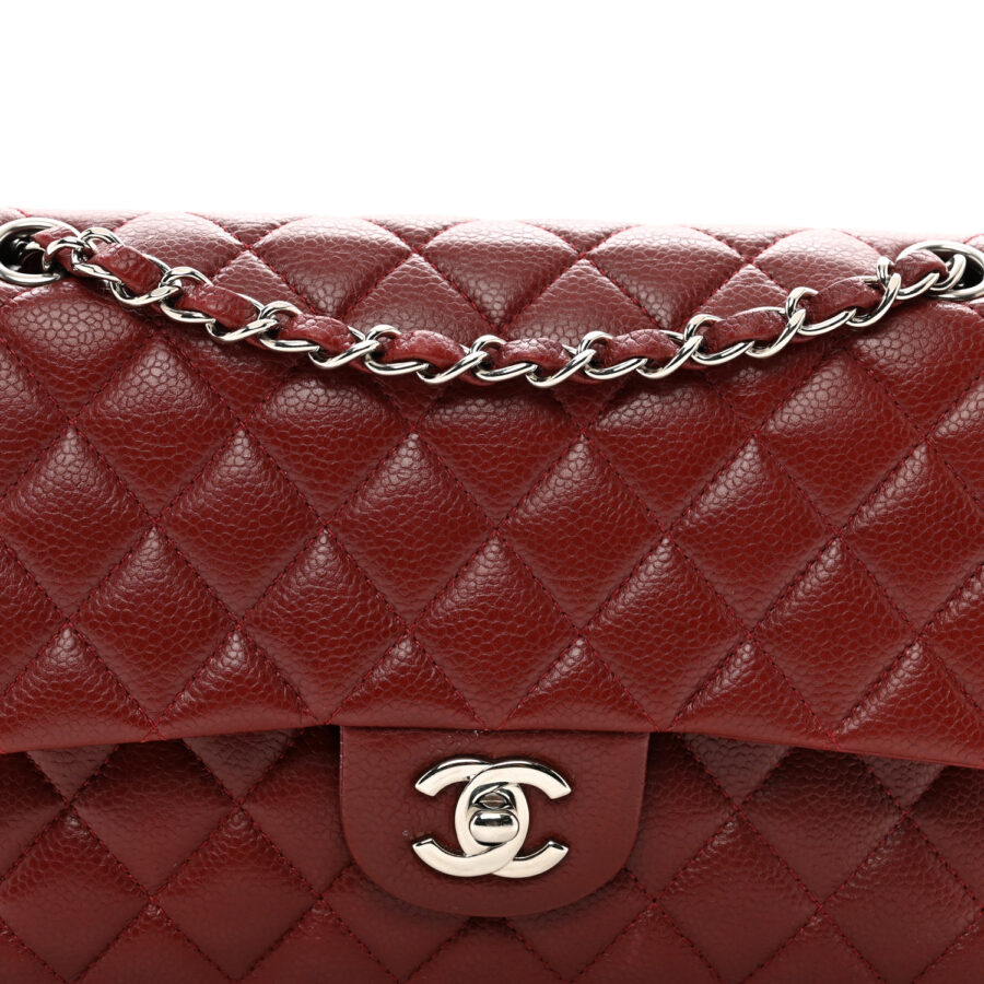 Caviar Quilted Medium Double Flap Dark Red - Image 4