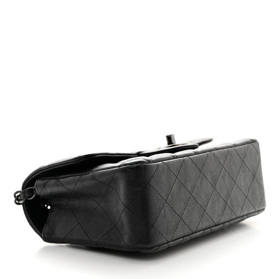 Crumpled Calfskin Quilted Mini Rectangular Flap So Black - Image 3