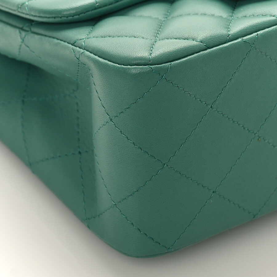 Lambskin Quilted Mini Square Flap Green - Image 6