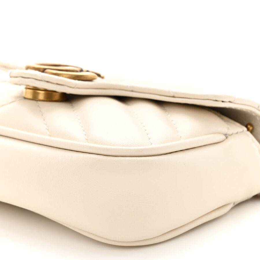 Calfskin Matelasse Heart GG Marmont 2.0 Coin Purse On A Chain Mystic White - Image 8