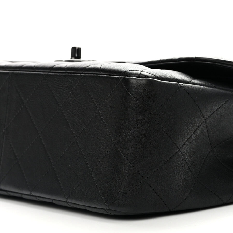 Crumpled Calfskin Quilted Jumbo Double Flap So Black - Image 8