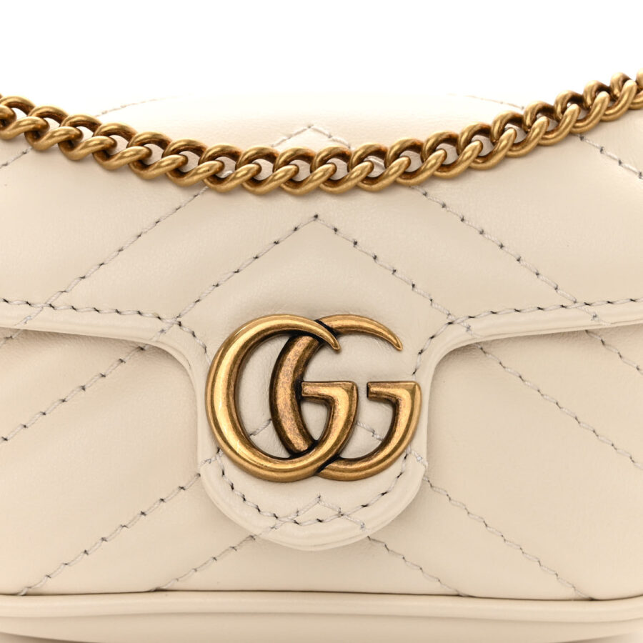 Calfskin Matelasse Heart GG Marmont 2.0 Coin Purse On A Chain Mystic White - Image 6