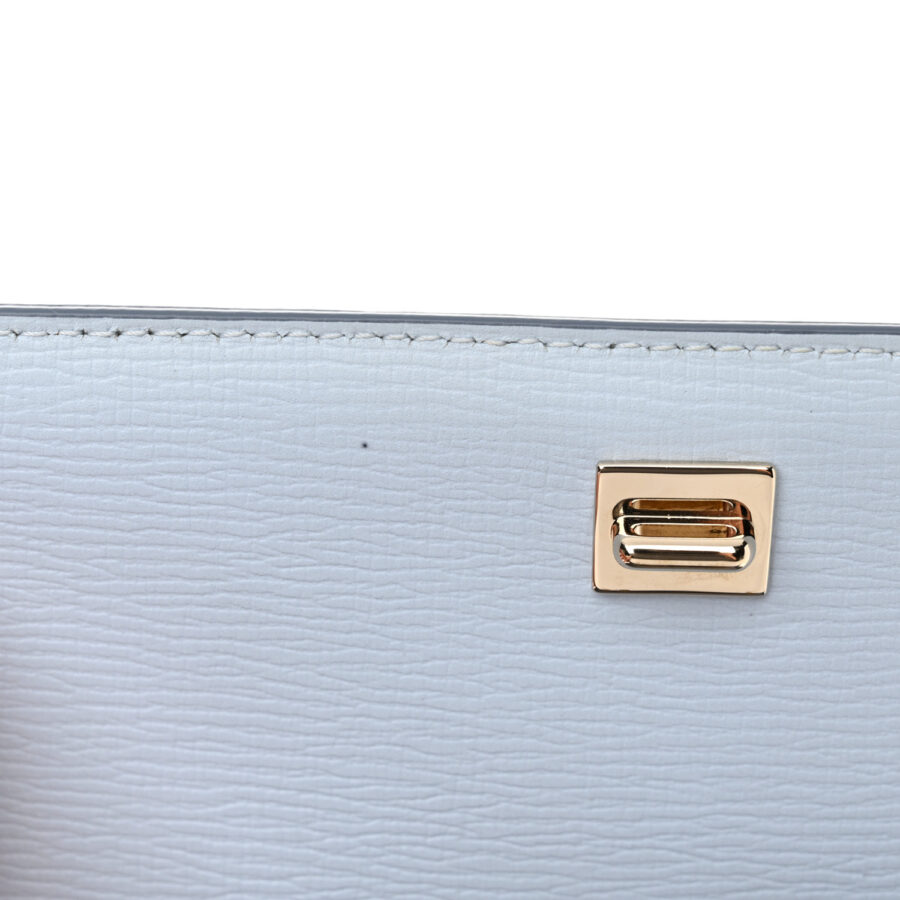 Textured Calfskin Mini Pandora Box Chain Crossbody Bag Pale Blue - Image 10