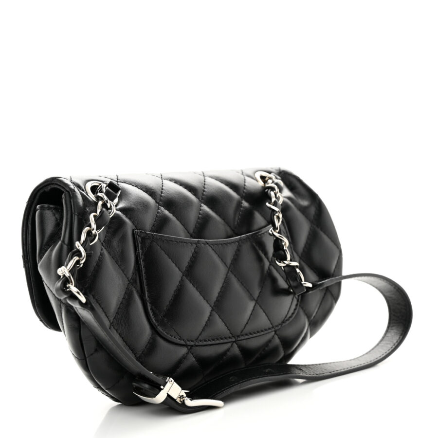 Calfskin Quilted CC Uniform Flap Belt Bag Black - Image 2