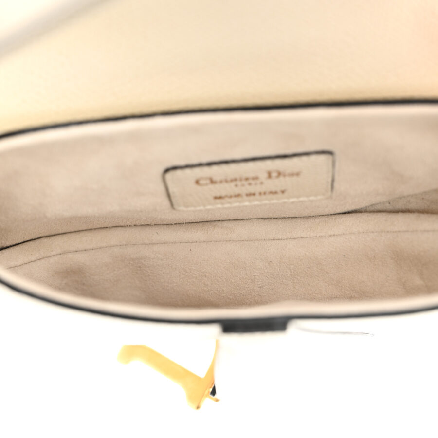 Grained Calfskin Mini Saddle Bag White - Image 4
