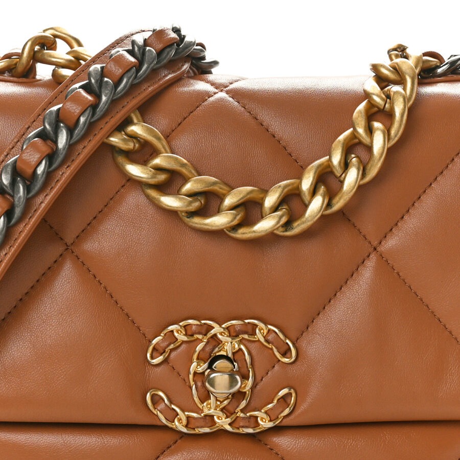 Lambskin Quilted Medium Chanel 19 Flap Brown - Image 6