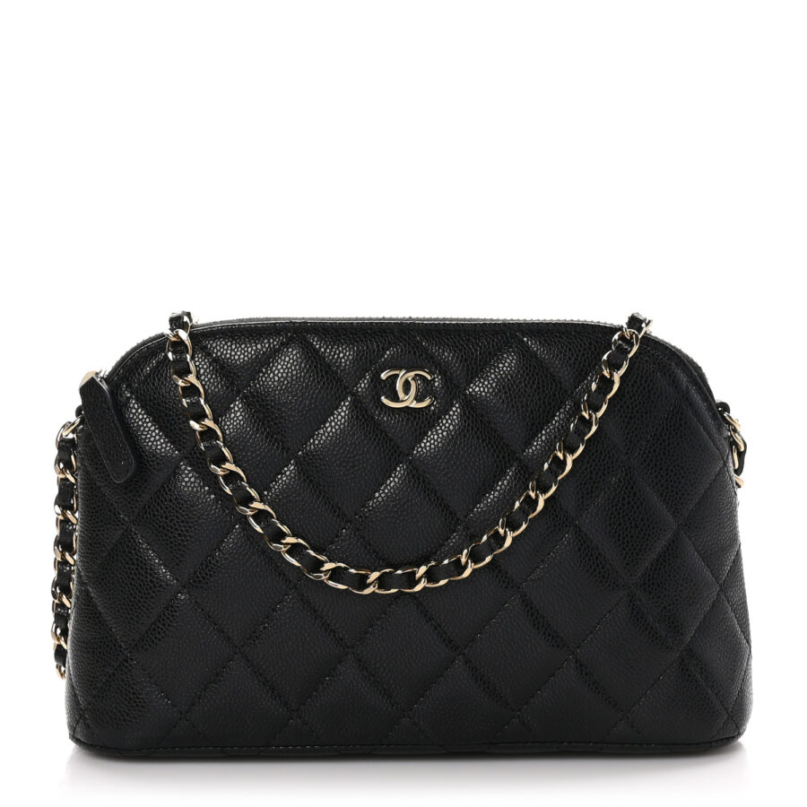 Caviar Quilted Classic Clutch With Chain Black