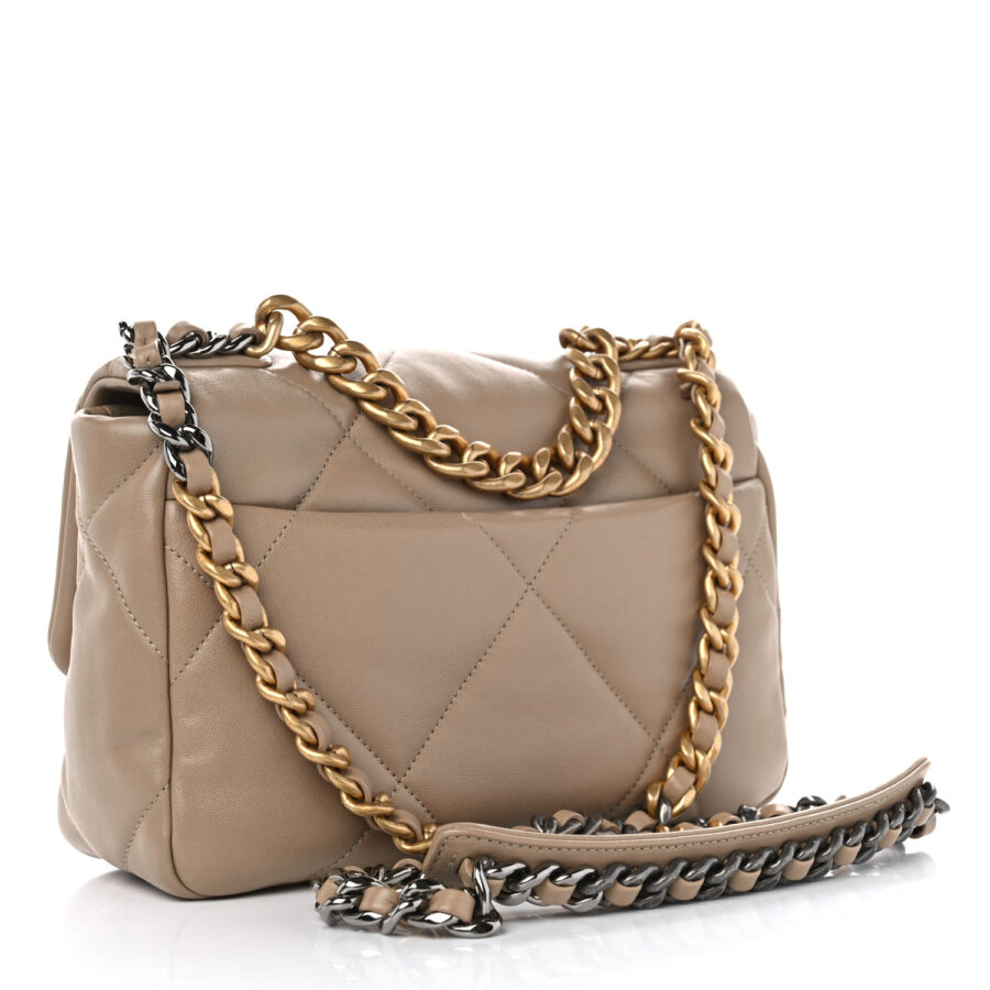 Lambskin Quilted Medium Chanel 19 Flap Dark Beige - Image 2