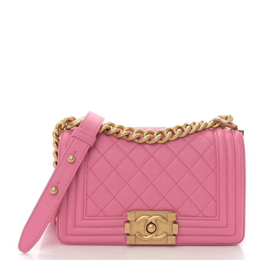 Calfskin Quilted Small Boy Flap Pink