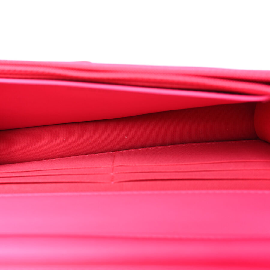 Patent Chevron Quilted Boy Wallet On Chain WOC  Rose Pink - Image 4