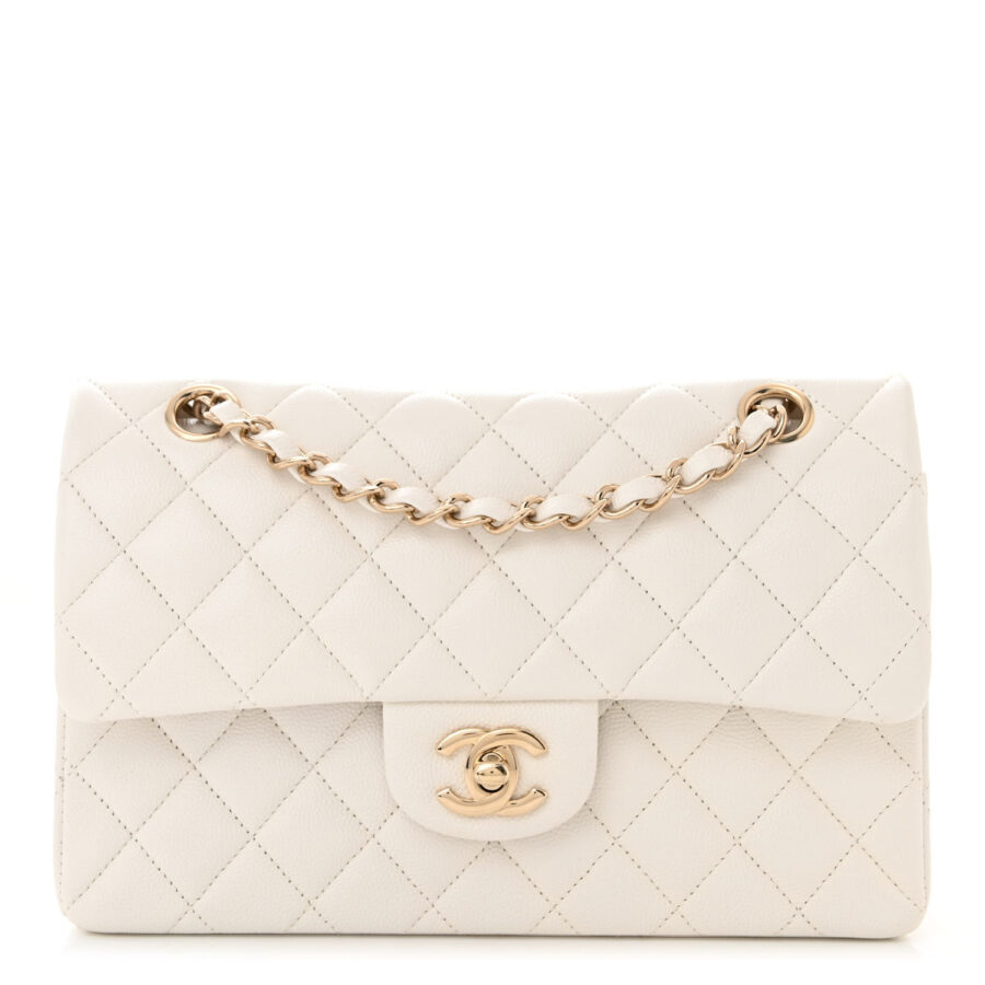 Caviar Quilted Small Double Flap White