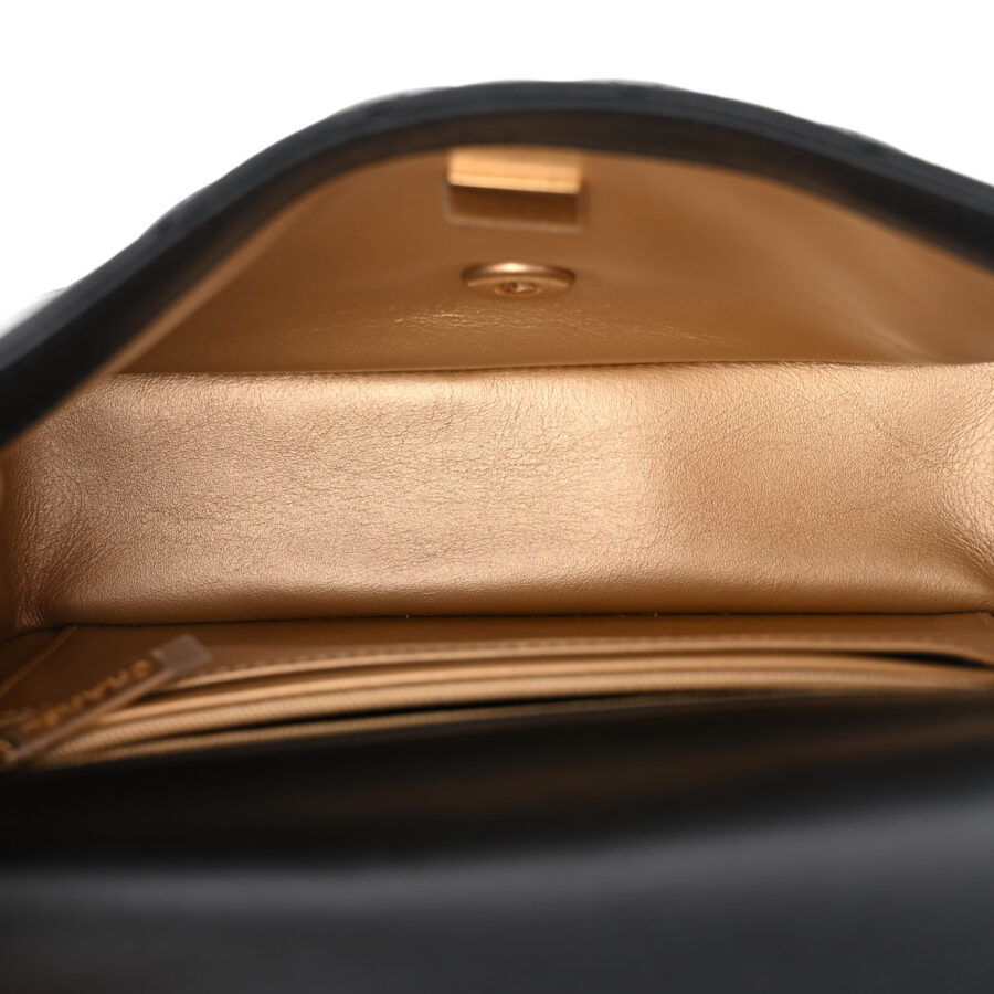 Lambskin Quilted Mini Rectangular Pearl Crush Flap Black - Image 4