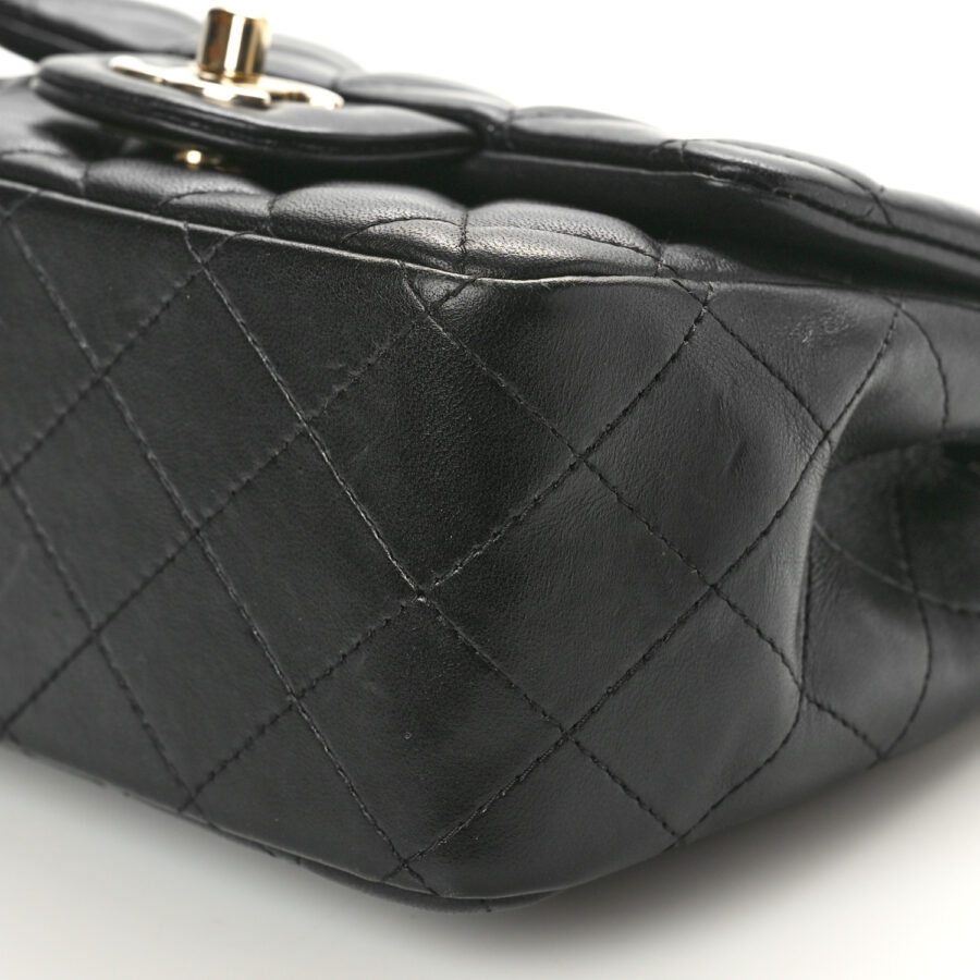 Lambskin Quilted Mini Square Flap Black - Image 8