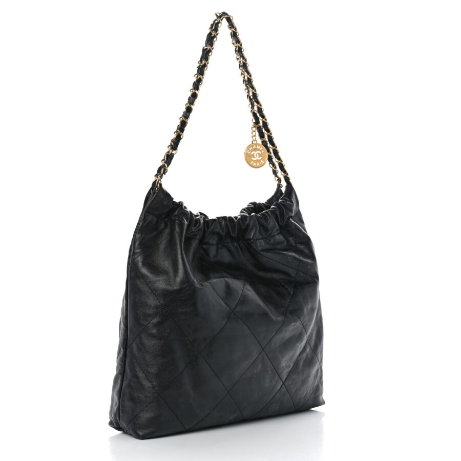 Shiny Calfskin Quilted Chanel 22 Black - Image 3
