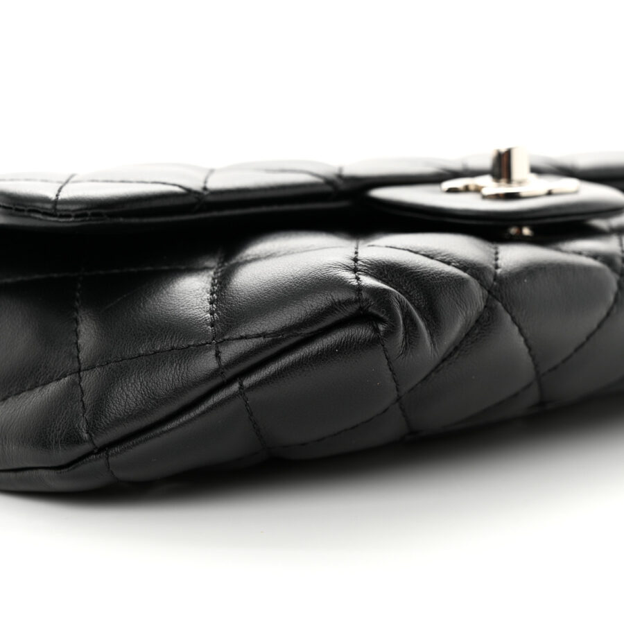 Calfskin Quilted CC Uniform Flap Belt Bag Black - Image 7