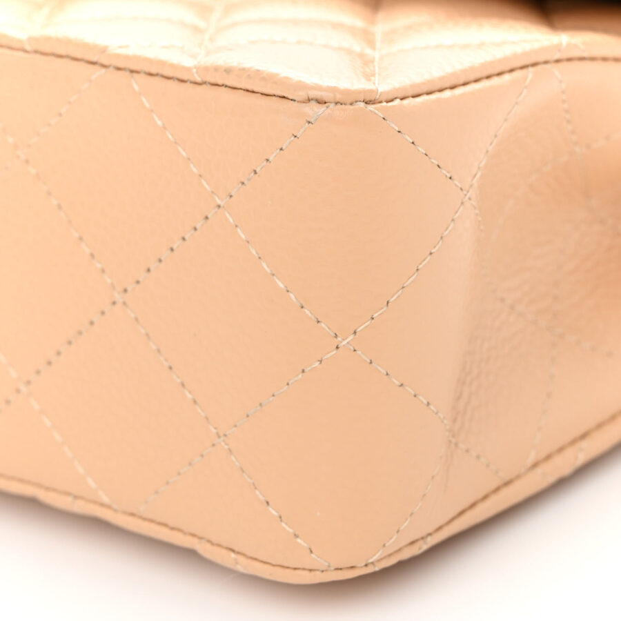 Caviar Quilted Small Double Flap Beige - Image 8