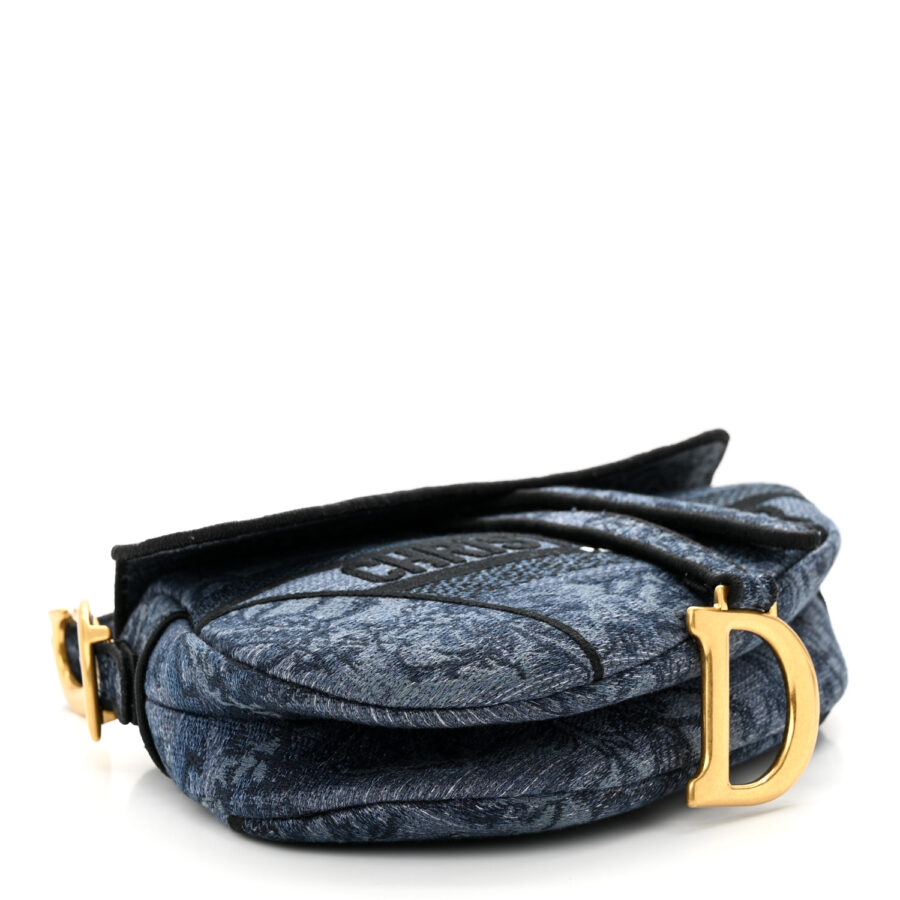 Denim Flowers Embroidered Saddle Bag Blue - Image 3